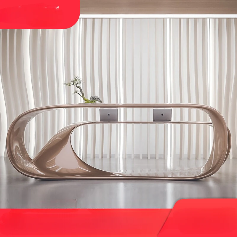 Front desk design, unconventional creativity, fashionable reception, fiberglass painted curved modern hotel