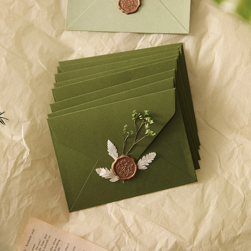 30pcs/lot 16x12cm Green Envelope Small Business Supplies 250g High-grade Paper Invitations Postcards Wedding Stationery Storage
