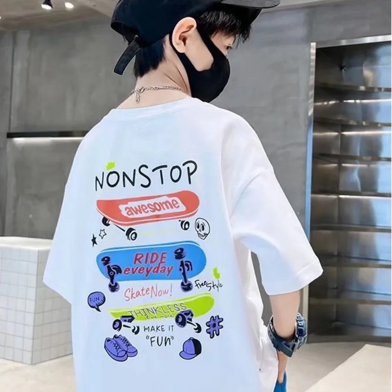 Boys Cartoon Short-sleeved T-shirt Children's Clothing Summer Children's Half-sleeved Top Baby Bottoming Shirt Korean Version