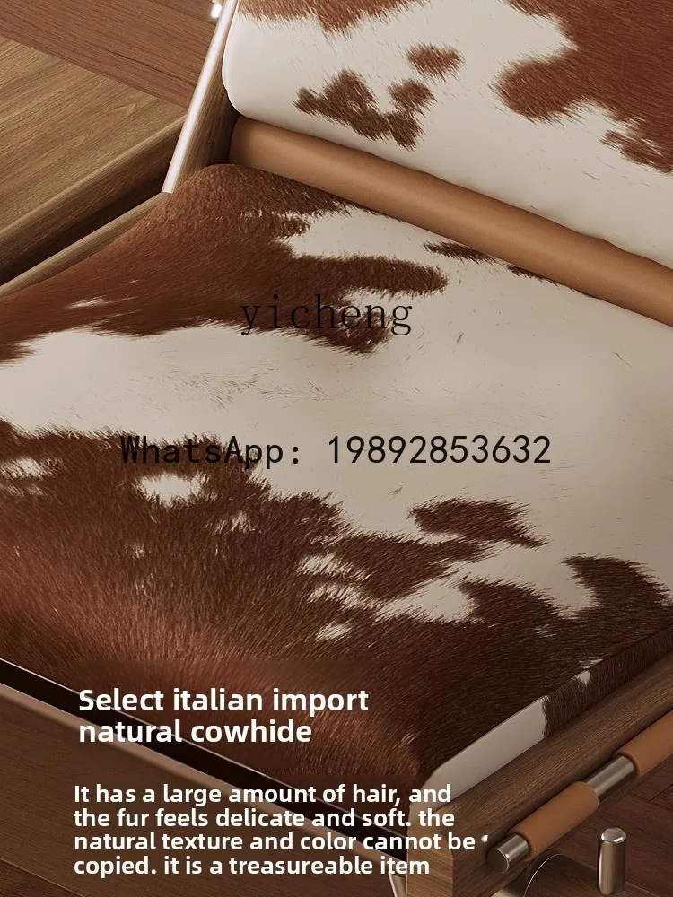 Cowhide Stainless Steel Bench Sofa Saddle Leather Coffee Book Chair