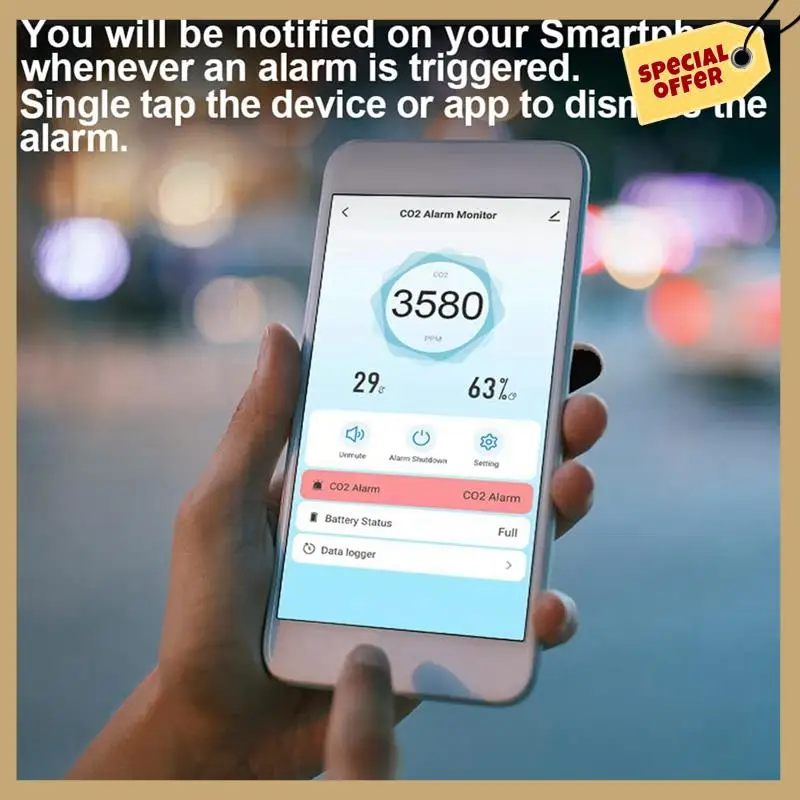 Монитор качества воздуха Tuya 5 в 1, фотоэлектрический детектор углекислого газа, пожарная сигнализация CO2, детектор температуры и влажности-WMAN