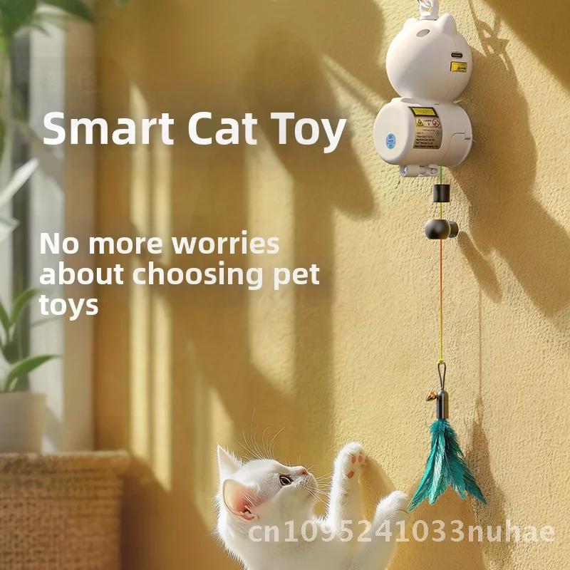 

Electric Rechargeable Retractable Cat Toy Teasing Stick for Cats Self-Entertainment Hanging Telescopic Pet Playtime Aid White