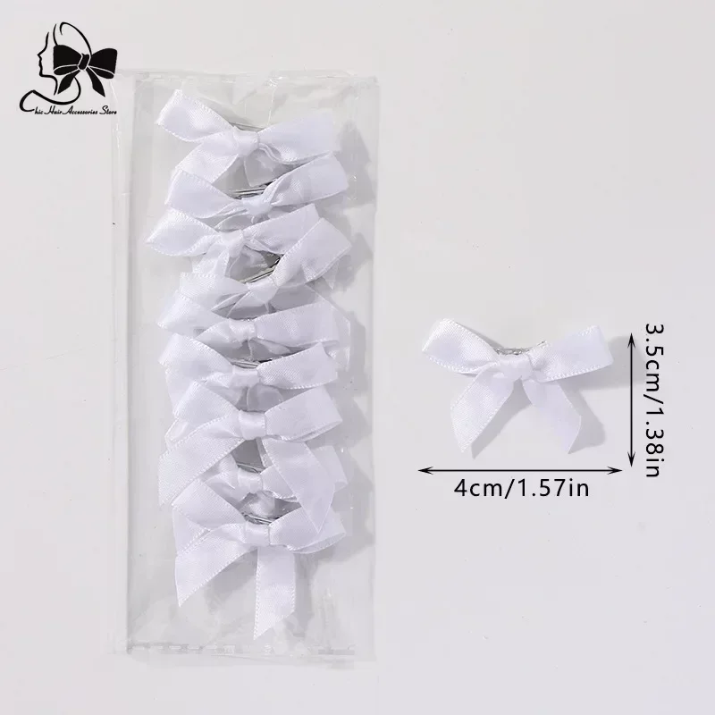 10pcs/pack Children White Bowknot Hairclips Students Ribbon Bow BBclps Little Girls Hairpins Colorful Hairgrips Hair Accessories