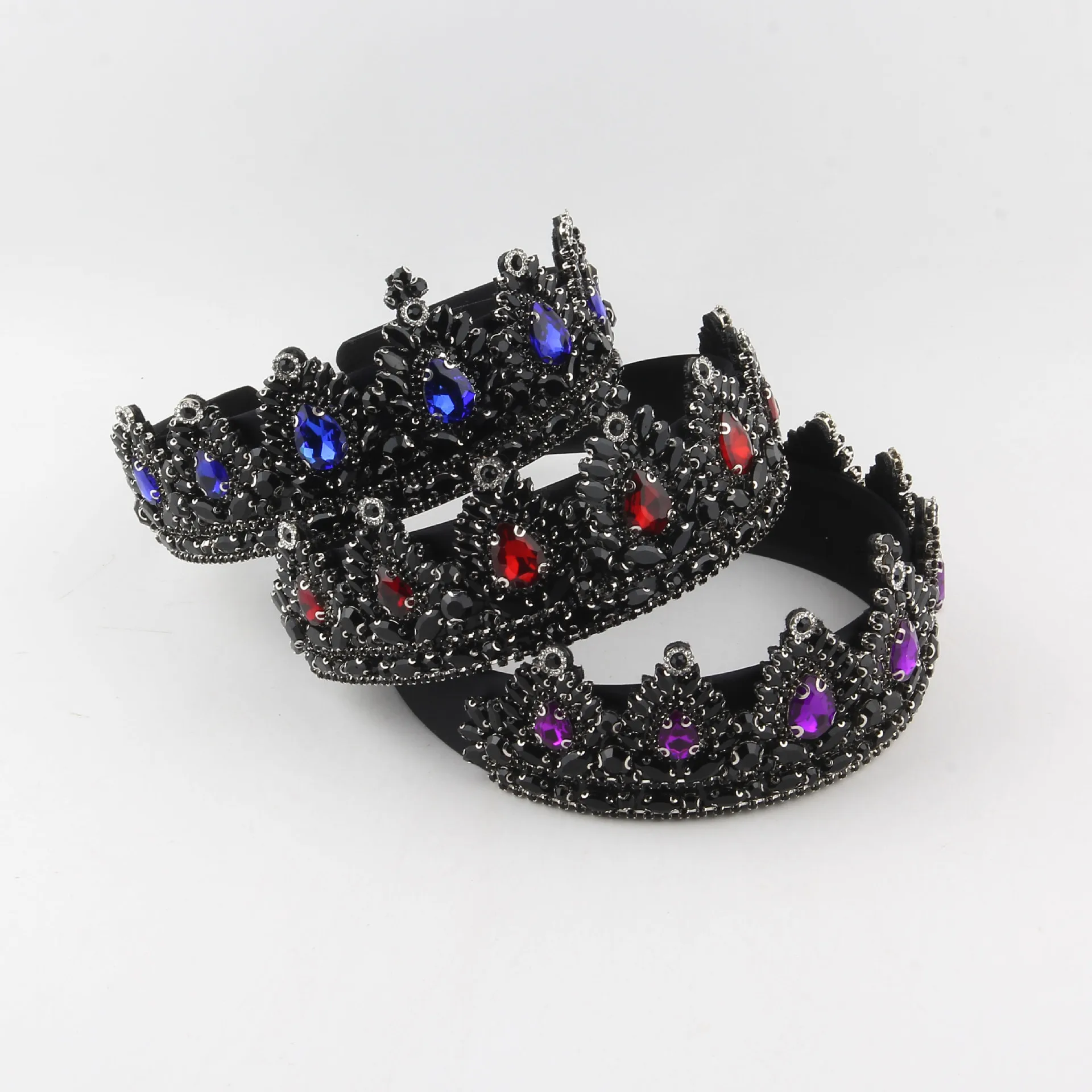 Hot-selling wedding crystal headband, baroque inlaid blue jelly rhinestone bridal crown manufacturer wholesale