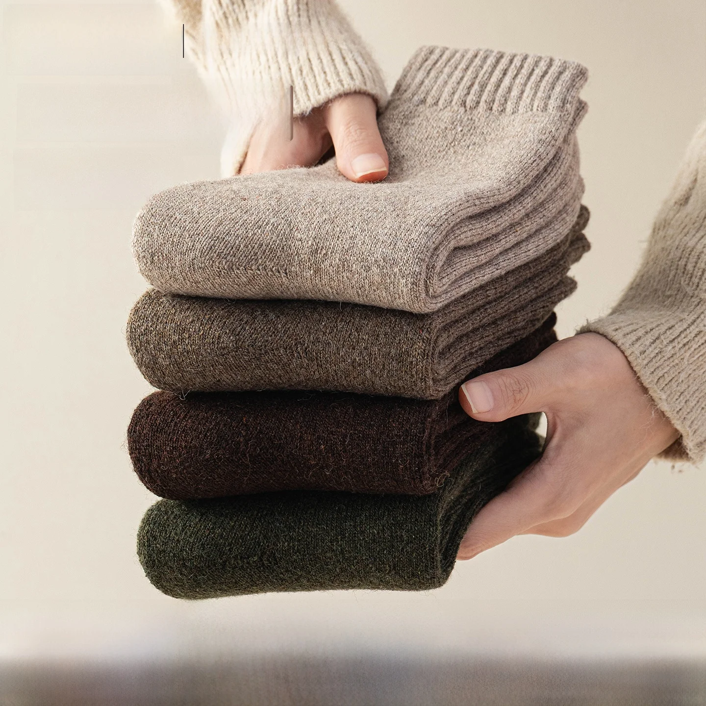 Thickened Fleece Woolen Socks Men's Mid-calf Long Soft Warm Comfortable Autumn Winter Casual Pure Color No Special Need