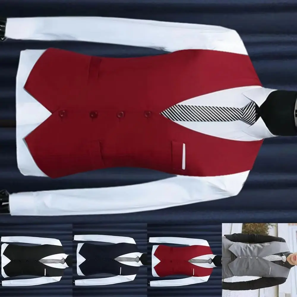 

Men Slim Fit Mens Suit Vest High Quality Dress Vests Male Waistcoat Gilet Homme Casual Button Sleeveless Formal Business Jacket