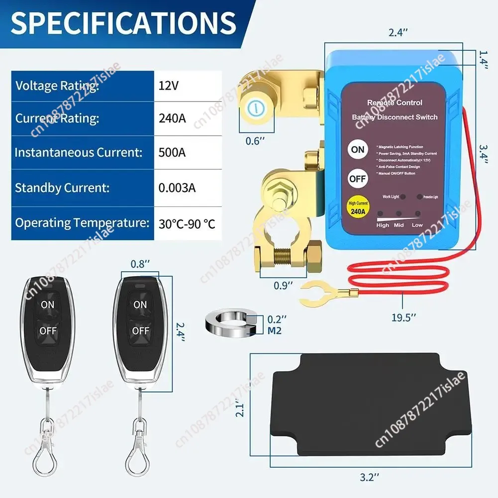 Manual Remote Control 12V24V Car Battery Breaker, Anti-loss and Leakage Protector, Integrated Intelligent Breaker