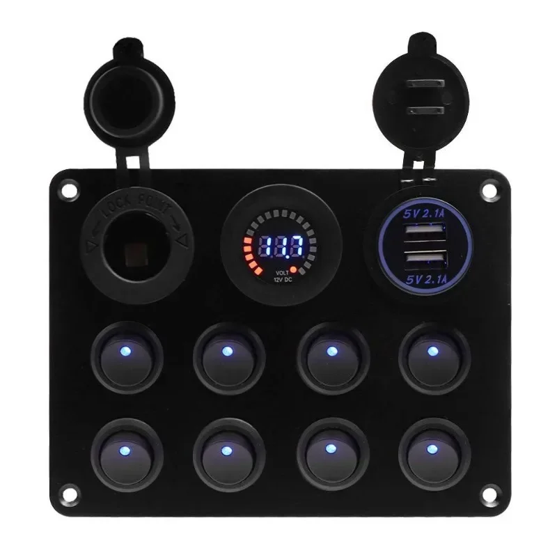 Carregador de carro com tela colorida DIY, carregador de interruptor basculante programável com iluminação RGB