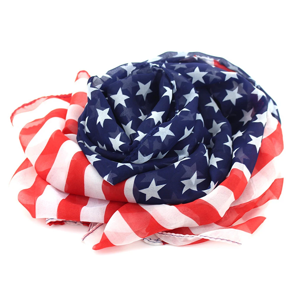 

American Flag Stars Stripes Chiffon Scarf Beach Towel Yoga Mat Hanging Tapestry Premium Material Soft Comfortable Outdoor