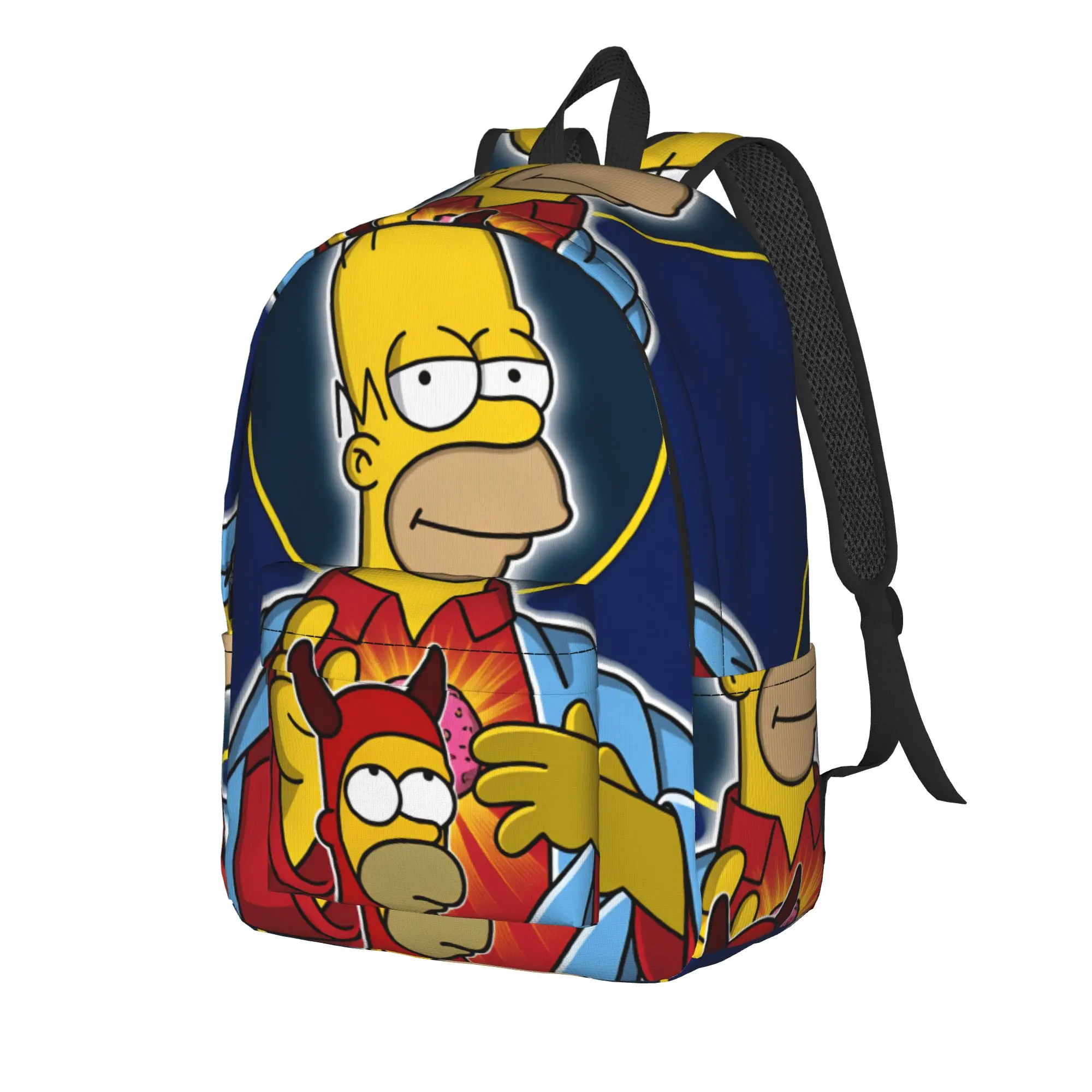 Homer S-Simpsons Saint vs Devil Parody Backpack  Female Polyester Travel Backpacks Soft Kawaii School Bags Rucksack