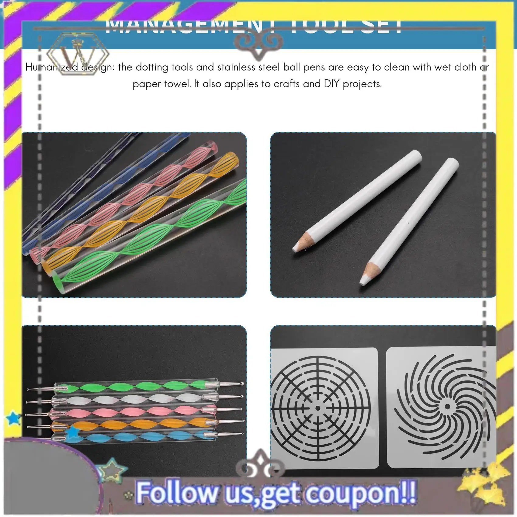 

New 45 PCS Mandala Dotting Tools Set, Stencil Painting Arts Supplies Tools Kits Including Stencil Templates, Mini Easel