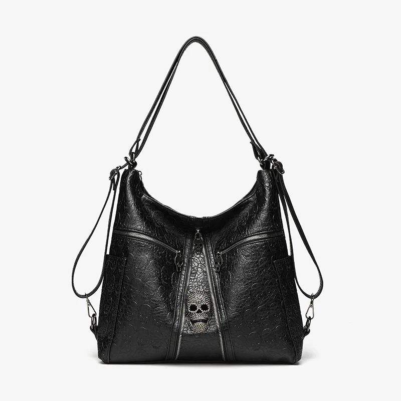 New Womens Bag Amazon Foreign Trade Single Shoulder Punk Skull Hand-held Bag Tote Bag Dark Personality Handbag