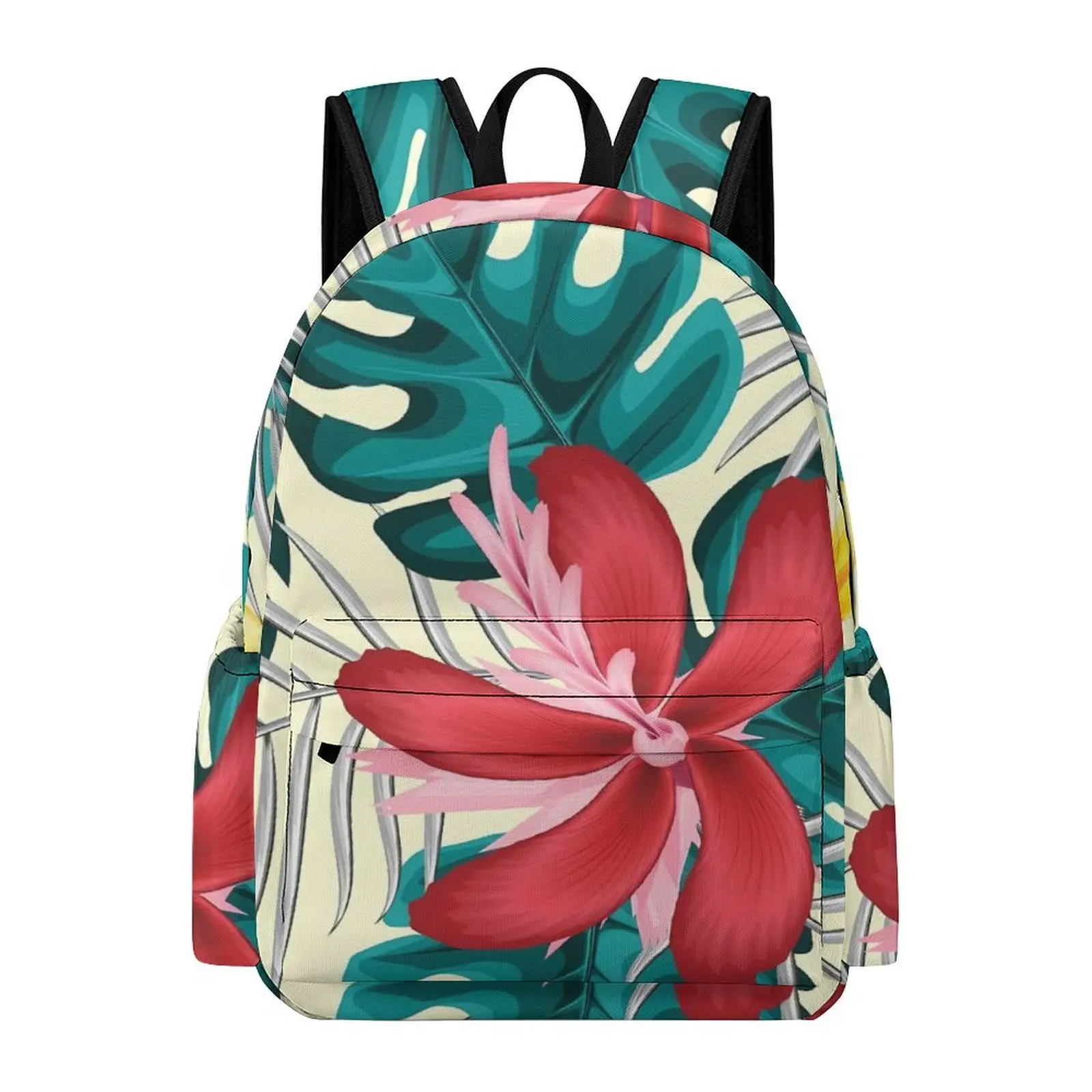 

Полинезийские цветы и трава, индивидуальные школьные ранцы для мальчиков и девочек, персонализированные узоры, логотипы, текст для сезона спины в школу