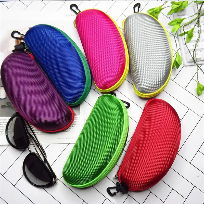 Portable EVA Sun Glasses Case with Carabiner Hook Upscale Colorful Sunglasses Hard Case Zipper Eyeglasses Protector Box Holder