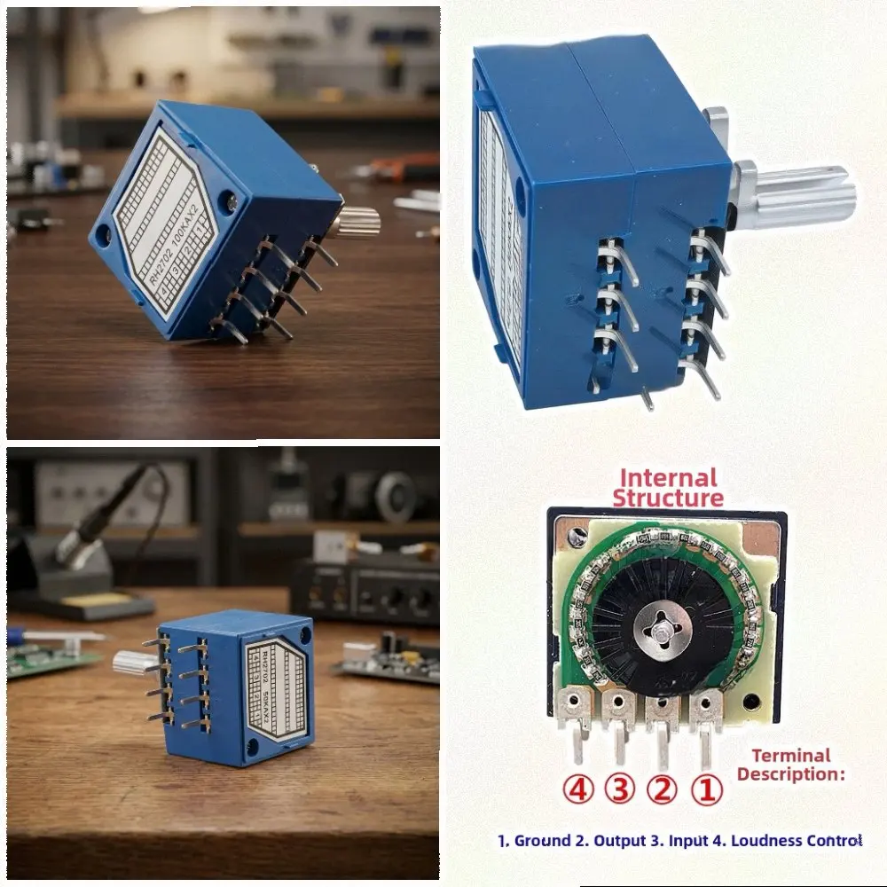 RH2702 Resistance Stepping Unit Channel Potentiometer For Audio Volume For Hifi Sound System 8Pins 25mm Blue RH2702