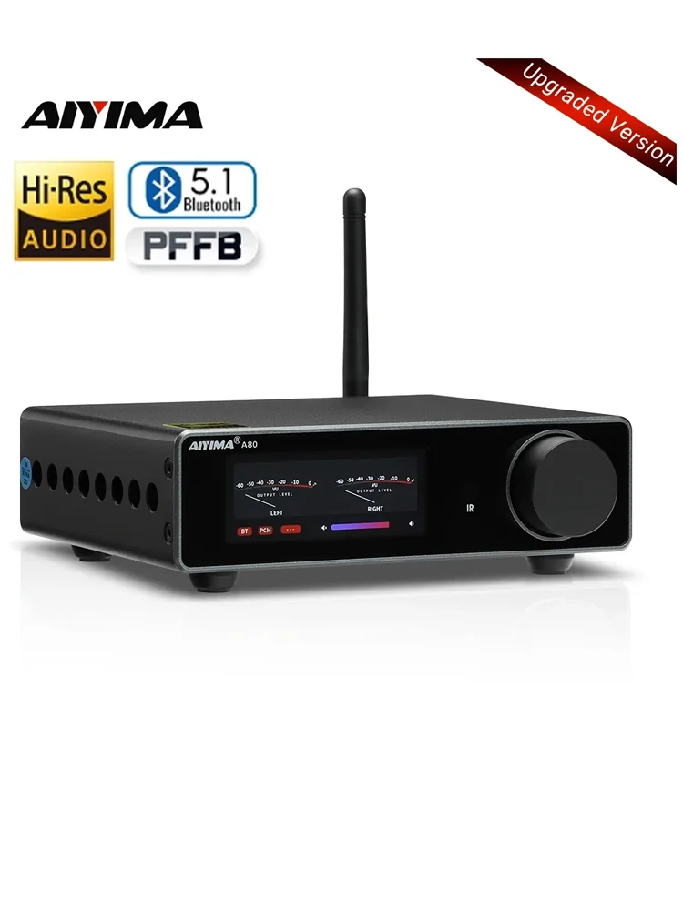 AIYIMA A80 Upgrade TPA3255 DAC Bluetooth PFFB Stereo-Leistungsverstärker 300Wx2 Klasse D 2.0 HiRes Digitalverstärker mit RCA TRS OPT COA USB-Eingang