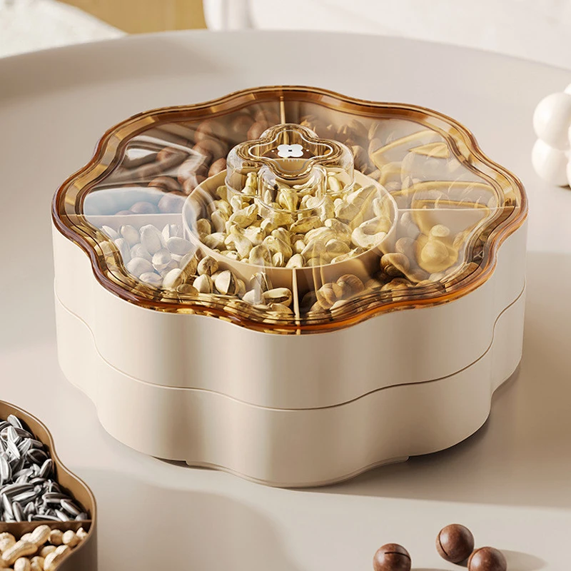 Home Candy Tray Compartmentalized Multi-layer Nut And Melon Seeds Box With Lid PP Small Item Kitchen Storage Box