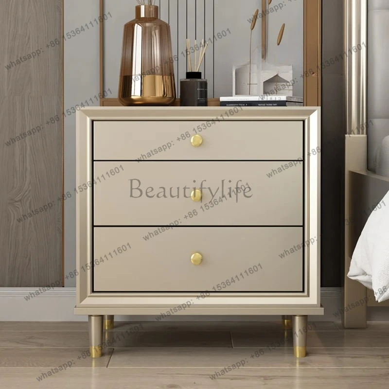 

Solid wood bedside table Locker Simple modern storage cabinet Household bedroom European white