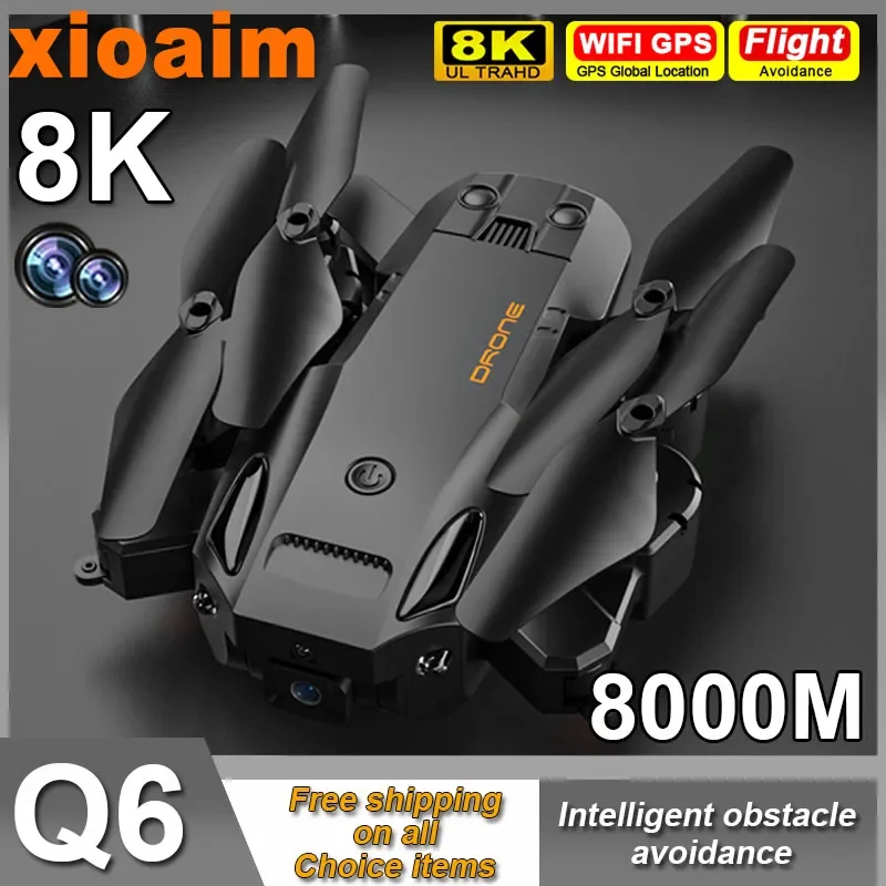 

For Xiaomi Q6 Drone 5G WIFI 4K 8K Drone HD Dual Camera FPV RC Drone With 1080P Folding Quadcopter RC Distance for Child Toys