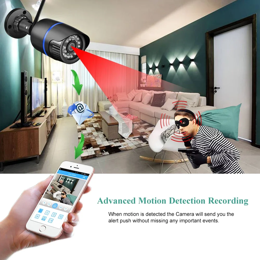 Gadinan WIFI 1080P 2MP Weatherproof IP Camera 2.8mm Wide-angle lens Motion Detection Wireless HD Network Surveillance Recording