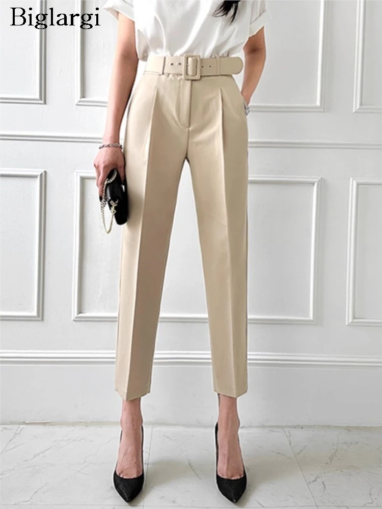 

Summer Pencil Pant Women Office Fashion High Waist Ladies Trousers Korean Style Loose Casual Pleated Woman Blazer Suit Pants