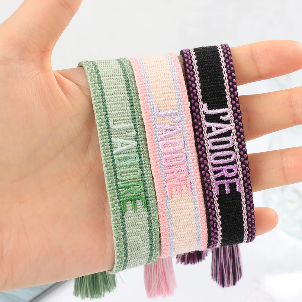 Fashion Woven bracelet for women letter embroidery hand bracelets Rope friendship wholesale jewelry sets