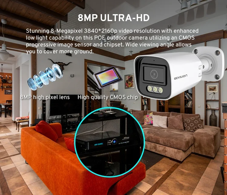 4K 8MP 8채널 보안 시스템 실외 양방향 오디오 풀 컬러 야간 투시 PoE NVR 키트 CCTV IP 감시 카메라 시스템