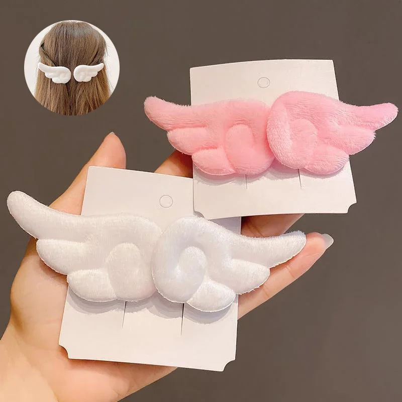 Anime Angel Cosplay Head Wings Hair Accessories Girl sets Cartoon Plush Woman Side Hair Clips Kids Barrettes Headwear Hairpins