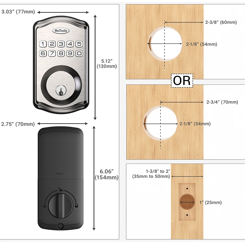 Cerradura de puerta de entrada sin llave Hutools, cerradura de puerta con teclado, cerradura de cerrojo inteligente, contraseña antiespirriga, cerradura automática fácil de instalar