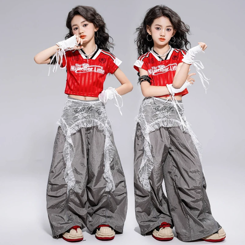 New Hip-Hop Street Dance Costume Suit for Girls Jazz Dance Costumes Cool Korean Performance Wear Group Dance Stage Clothes Sets