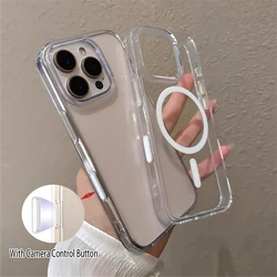 Original Camera Control Button Magnetic Case For iPhone 16 Pro Max 16 Plus For Magsafe Wireless Charge Transparent Acrylic Cover