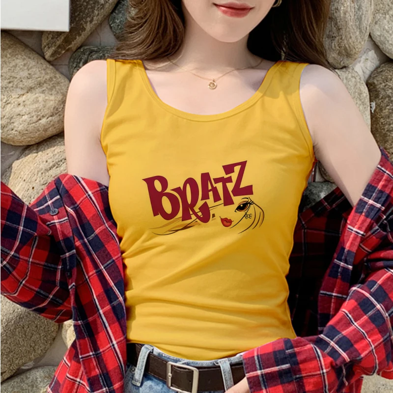 

Sexy Fashion Crop Tops Slim Fit Baby Tank Top Y2k Aesthetic Camisole Girls Letter Graphic Print Sleeveless Crop Tops Clothing