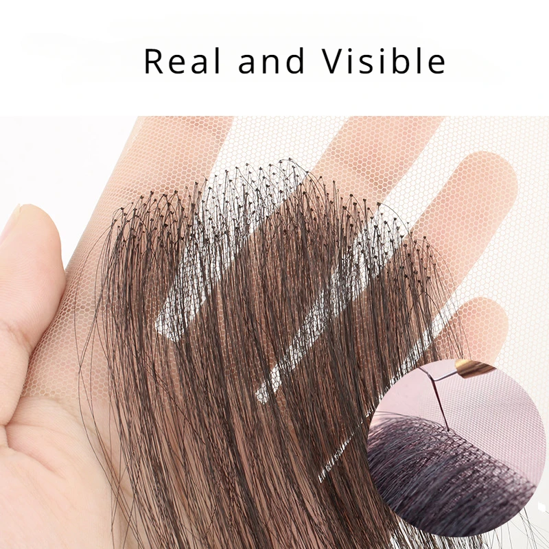 Fashion Real Hair Invisible Natural Bangs Seamless Covering Forehead Hairline Patch Sideburn Edge Patch for Women Daily Use