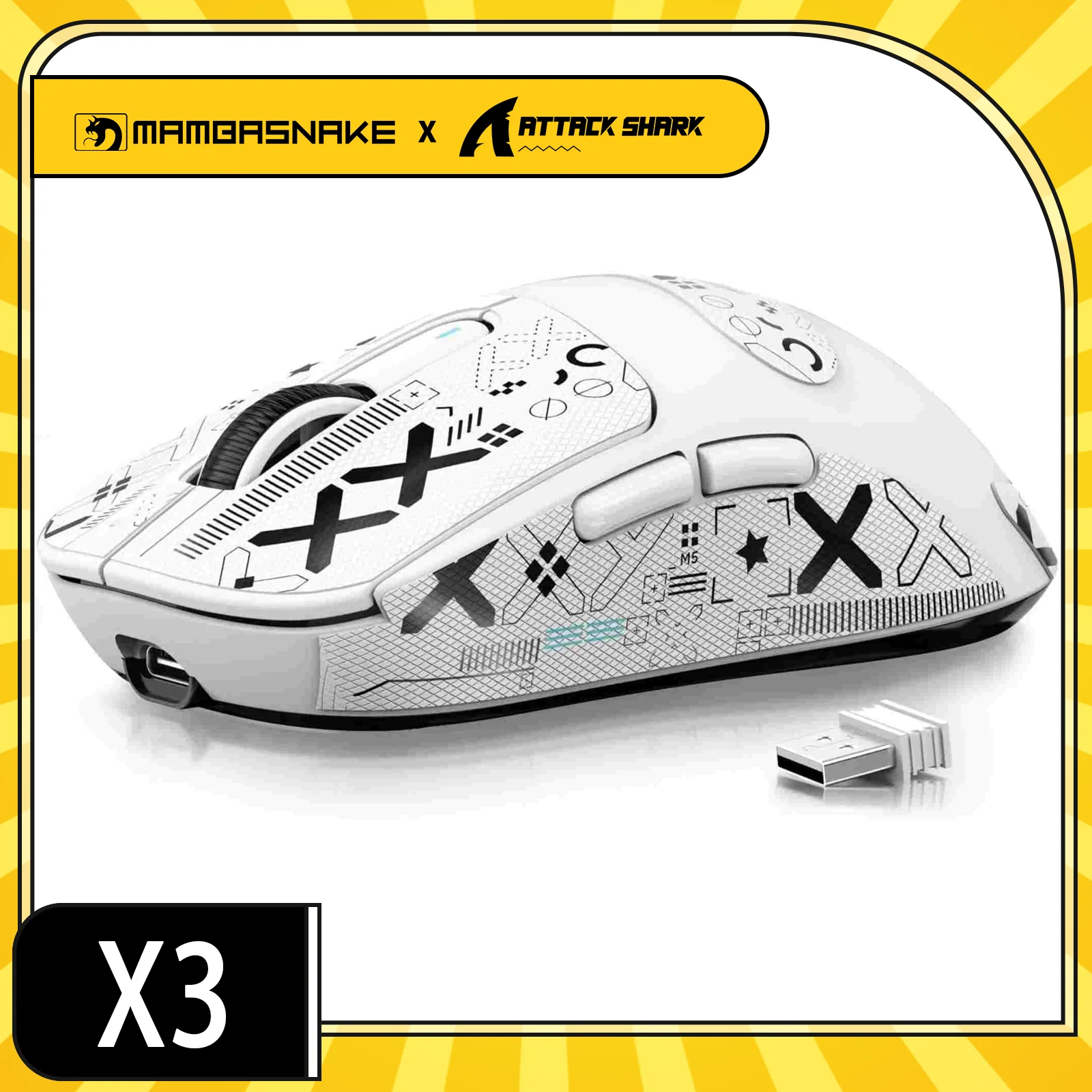 

MAMBASNAKE x ATTACK SHARK X3 Wireless Gaming Mouse PAW3395 Superlight