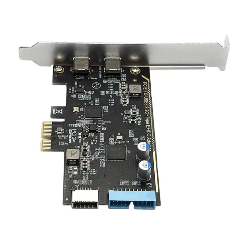 652F USB 3.2 Gen1 PCIExpress Type C Hub Card Plugs Play Double Port Adapter 10Gbps Transfer for Multiple Systems