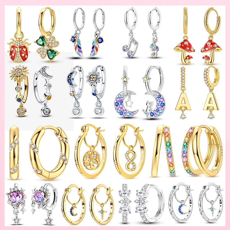 New 925 Sterling Silver Four-leaf Clover Horseshoe Earrings on the Inside Fine Women Engagement Wedding Earring Jewelry Gift