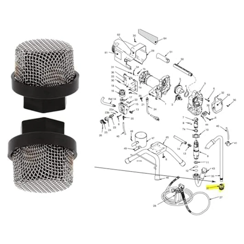 

AA58 246385 246384 287032 Airless Spray Filter Screen Set for Graco 390 395 490 495 595 3400 Sprayers