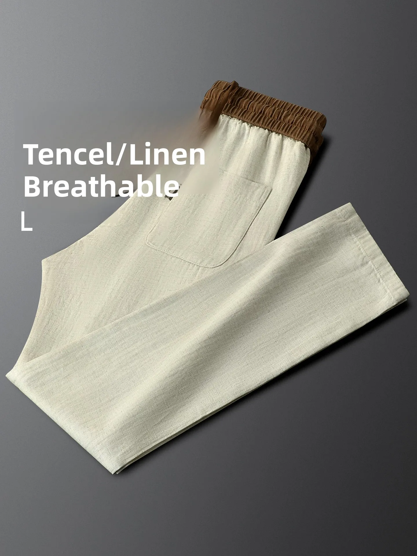 Casual Summer New Men's  Linen Slim Straight Leg Pants Breathable Cool Feeling Anti-Wrinkle Comfortable Fit Men's Trousers