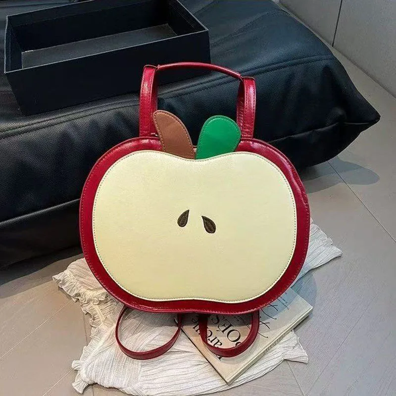 

Kawaii Anime Love and Deepspace Cartoon Red Apple Backpack Y2K PU Diagonal Cross Student Shoulder Bag Sweet Women's Tote Bag