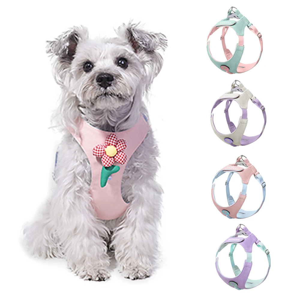 Pet Dog Harness for Small Dogs Light Weight Soft Dog Harness Vest Non-Escape Embrace Puppy Harness with Leash for French Bulldog