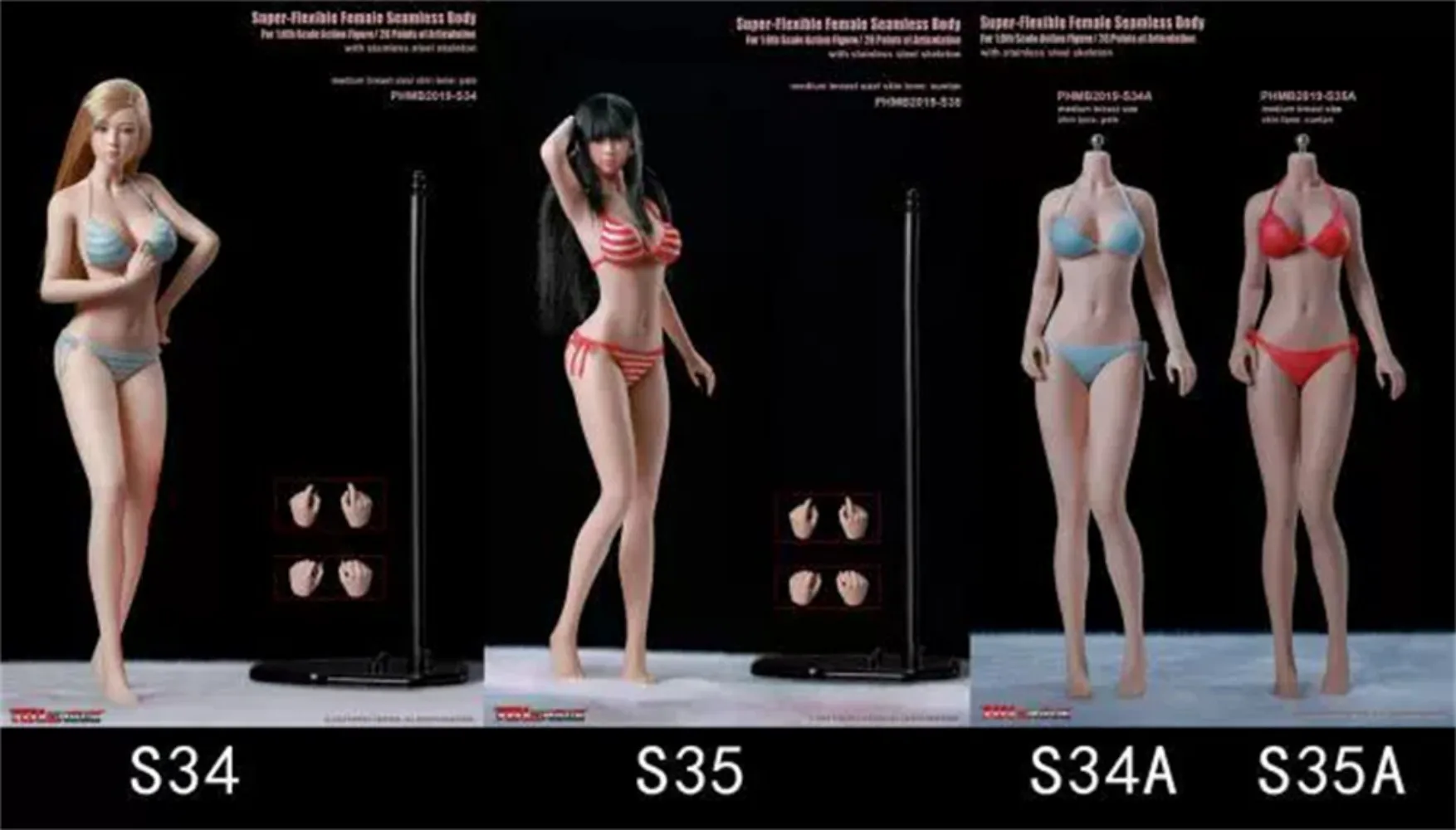 

TBLeague PHicen S34/S35/S34A/S35A Seamless Body Bikini1/6 Female Pale SutanGirl Action Figures Figure Clothing Head Sculpt