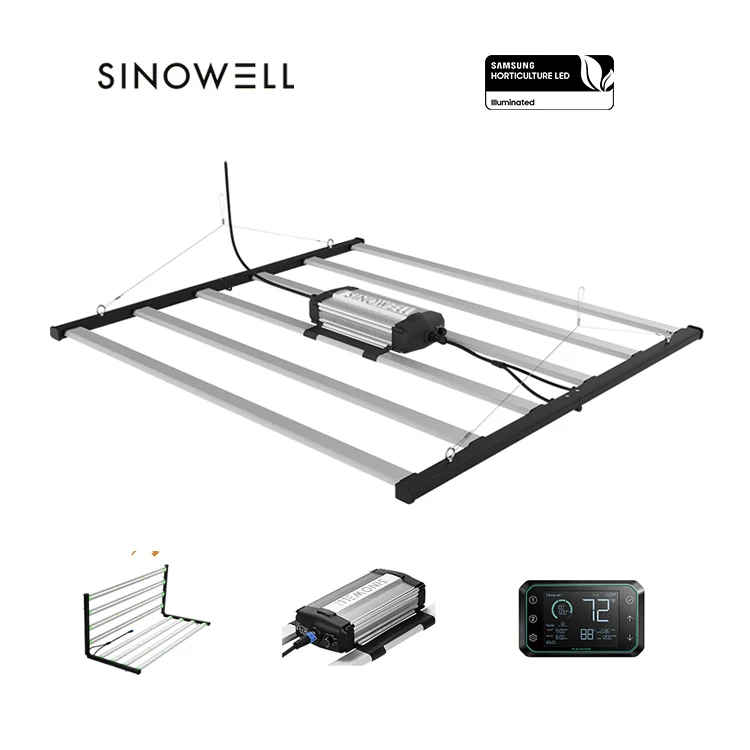 

SINOWELL 645W 6 Bars 1800Umol/s 2.8 Umol/J 301b Full Spectrum 5-Year Warranty Commercial Greenhouse LED Grow Light