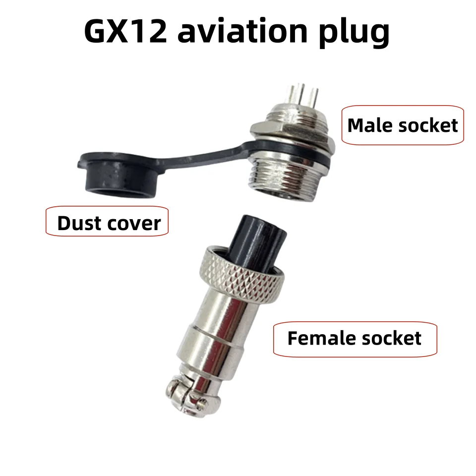 

GX12 aviation plug with dust cover male and female cable connectors 2P/3P/4P/5P/6P/7P 12MM panel box welded type