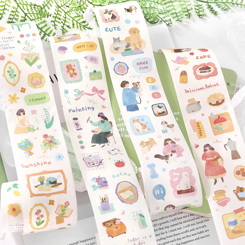 

300cm/Roll Cartoon Daily theme of characters Making Tapes School Stickers DIY Scrapbook Sticker Decor Planner Korean Stationery