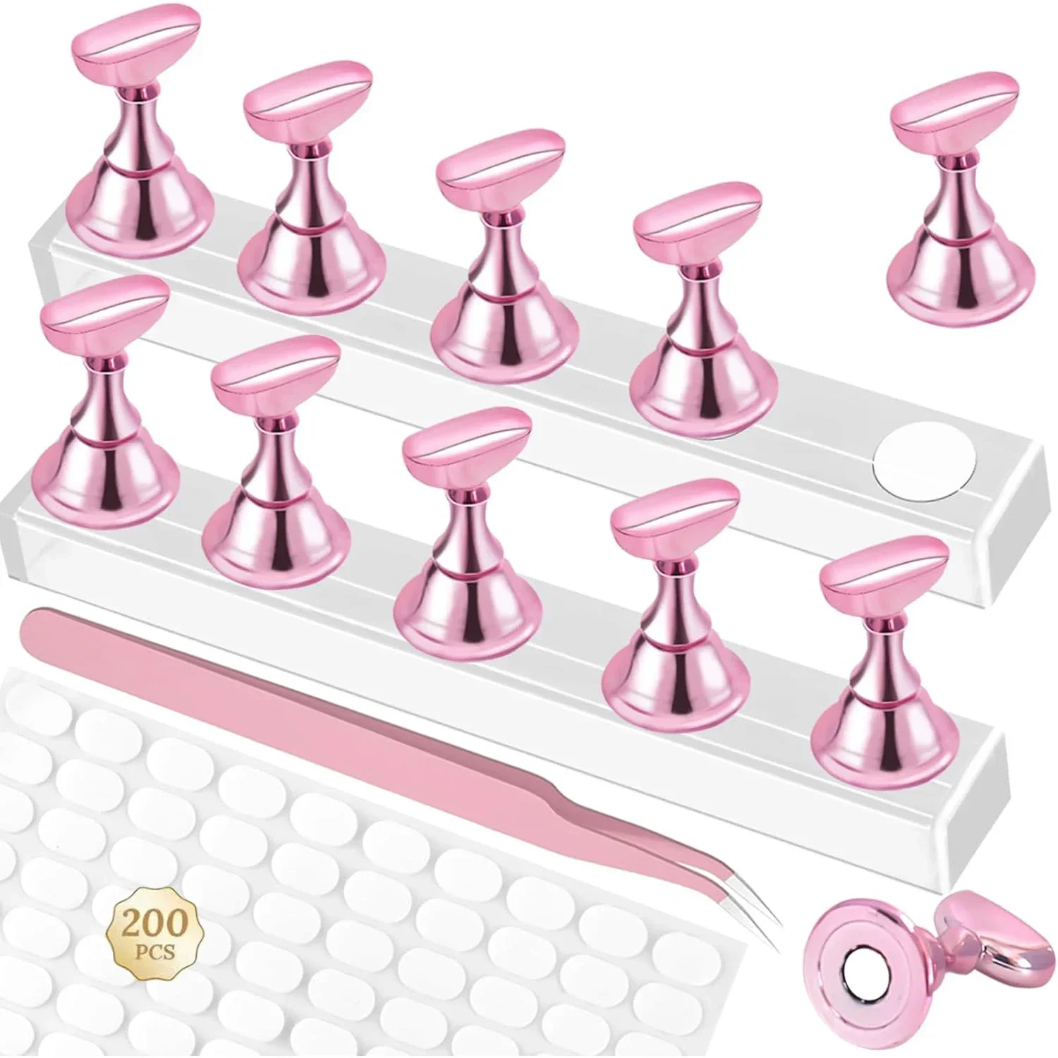 2-Pack Nail Stand Set for DIY Nail Art Adhesive Strips with Tweezers Perfect for Beginners And Salons Nail Display
