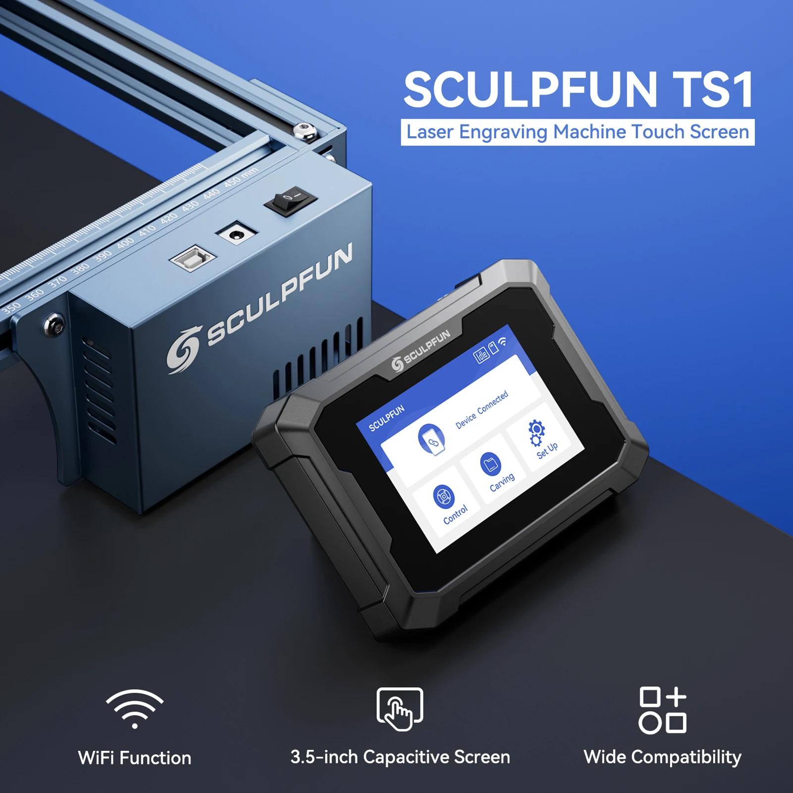 SCULPFUN TS1 Laser Engraver Touchscreen 3.5-inch Control Terminal Real-time Slicing Function Used with SCULPFUN APP