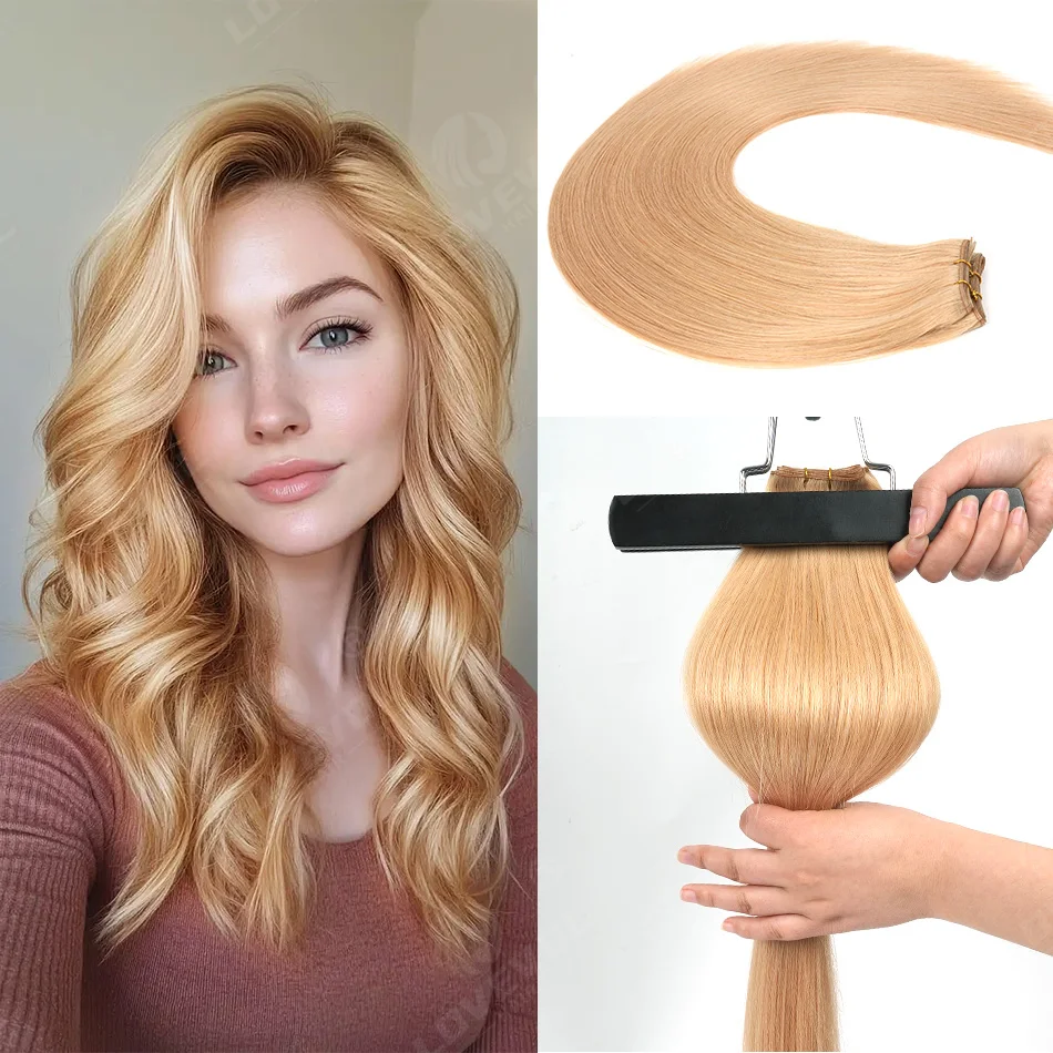 Genius Weft Human Hair Extensions 7 Shades Invisible Seamless Cuttable Curable Dyeable Beaded Row Sew-In Hair Extensions