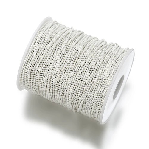 DIY 목걸이 팔찌 보석 제작용 흰색 금속 볼 체인, 원형 비드 체인, 5 미터, 1.2mm, 1.5mm, 2mm, 2.4mm 