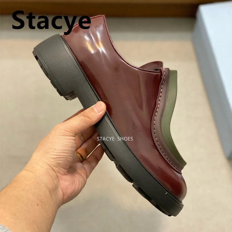 2024New Brand Designed Natural Leather Black Platform Lace-up Women's Loafers 2024 New Quality Fashion Office Men's Casual Shoes