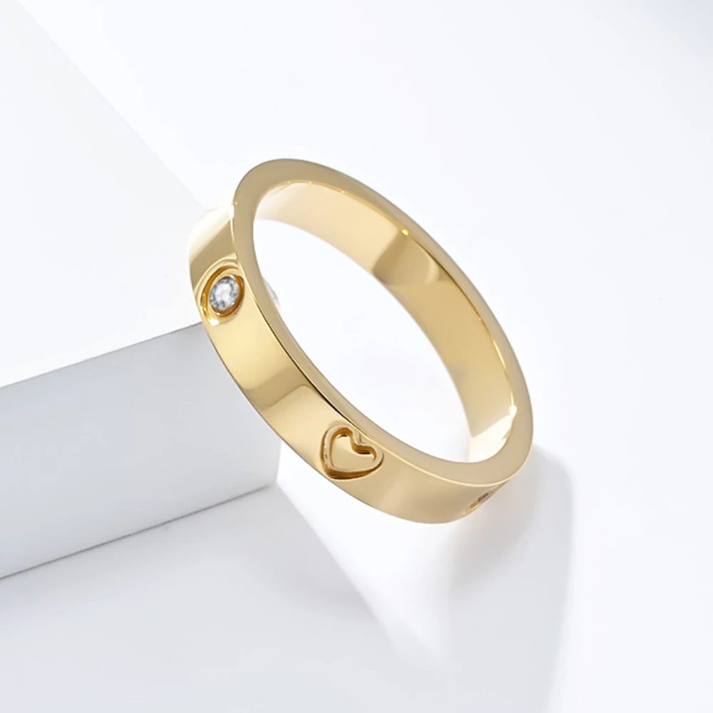 JHSL Men Statement Heart and Cubic Zircon Rings Black Silver Gold Color Fashion Jewelry Stainless Steel Size 5 6 7 8 9 10